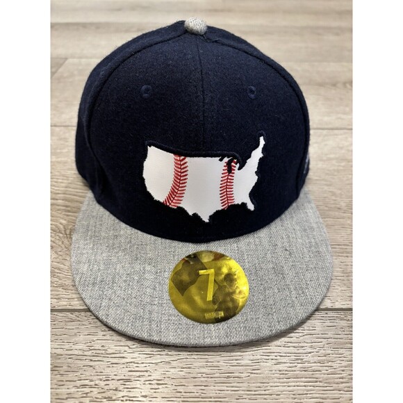 Baseballism Fitted Wool Hat Gray Blue USA Patriotic Baseball Hat Men’s Size 7 - Picture 1 of 6